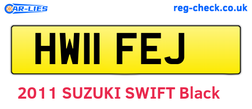 HW11FEJ are the vehicle registration plates.