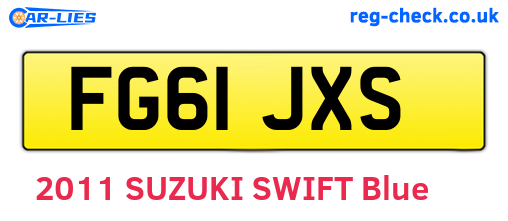 FG61JXS are the vehicle registration plates.
