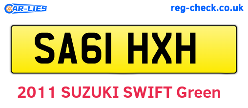 SA61HXH are the vehicle registration plates.