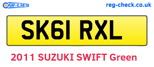 SK61RXL are the vehicle registration plates.