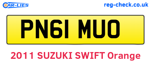 PN61MUO are the vehicle registration plates.