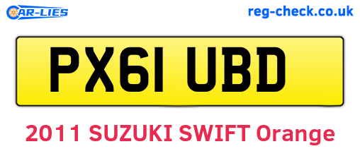 PX61UBD are the vehicle registration plates.