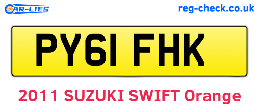 PY61FHK are the vehicle registration plates.