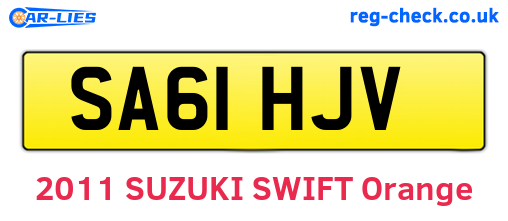 SA61HJV are the vehicle registration plates.