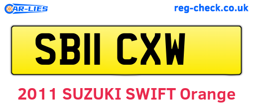 SB11CXW are the vehicle registration plates.
