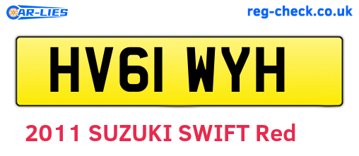HV61WYH are the vehicle registration plates.