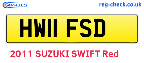 HW11FSD are the vehicle registration plates.