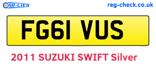 FG61VUS are the vehicle registration plates.