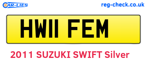 HW11FEM are the vehicle registration plates.
