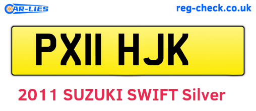 PX11HJK are the vehicle registration plates.