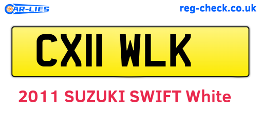 CX11WLK are the vehicle registration plates.