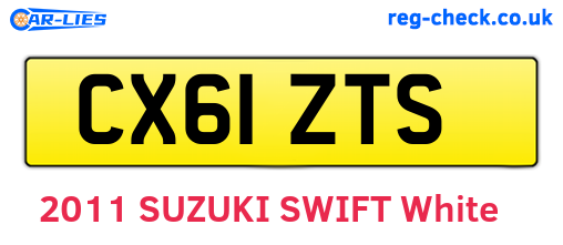 CX61ZTS are the vehicle registration plates.