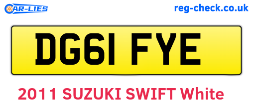 DG61FYE are the vehicle registration plates.