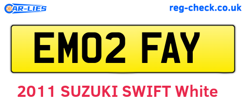 EM02FAY are the vehicle registration plates.