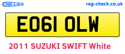 EO61OLW are the vehicle registration plates.