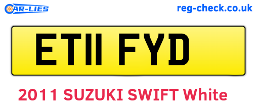 ET11FYD are the vehicle registration plates.
