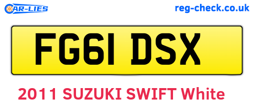 FG61DSX are the vehicle registration plates.