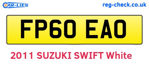 FP60EAO are the vehicle registration plates.