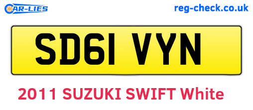 SD61VYN are the vehicle registration plates.