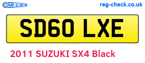 SD60LXE are the vehicle registration plates.