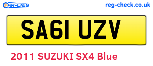 SA61UZV are the vehicle registration plates.
