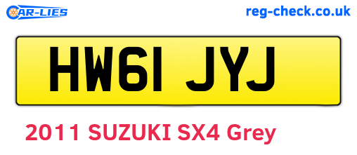 HW61JYJ are the vehicle registration plates.