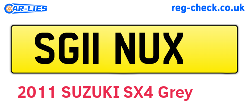 SG11NUX are the vehicle registration plates.