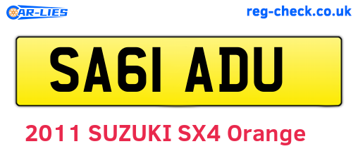 SA61ADU are the vehicle registration plates.