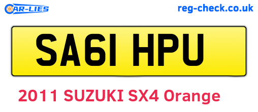 SA61HPU are the vehicle registration plates.