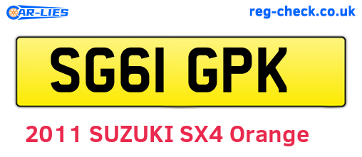 SG61GPK are the vehicle registration plates.