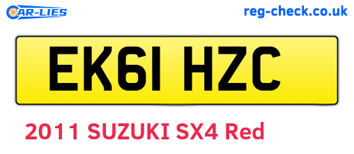EK61HZC are the vehicle registration plates.