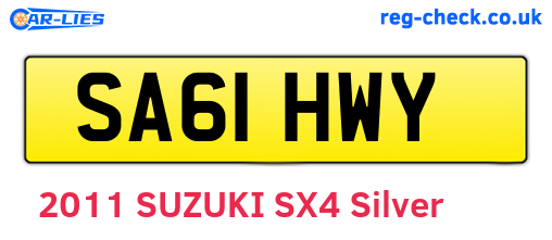 SA61HWY are the vehicle registration plates.