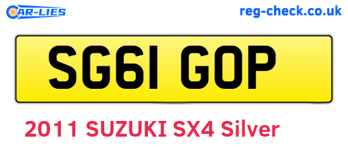 SG61GOP are the vehicle registration plates.