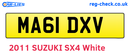 MA61DXV are the vehicle registration plates.