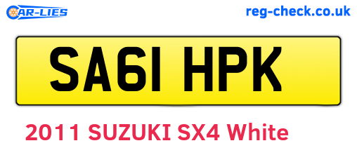 SA61HPK are the vehicle registration plates.