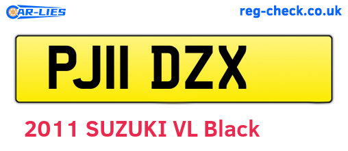 PJ11DZX are the vehicle registration plates.