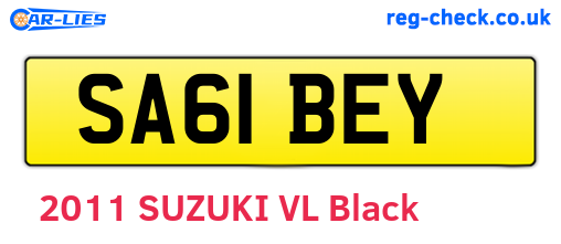 SA61BEY are the vehicle registration plates.