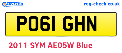 PO61GHN are the vehicle registration plates.