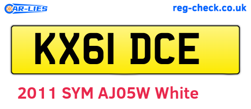 KX61DCE are the vehicle registration plates.