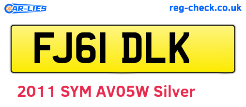 FJ61DLK are the vehicle registration plates.