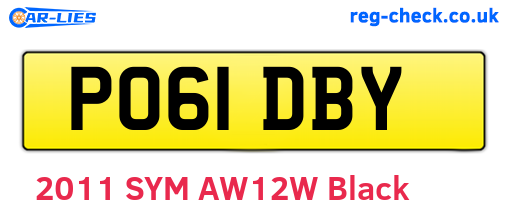 PO61DBY are the vehicle registration plates.
