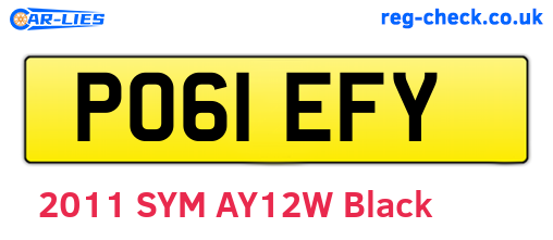 PO61EFY are the vehicle registration plates.