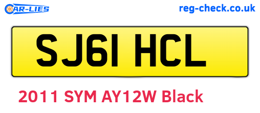 SJ61HCL are the vehicle registration plates.