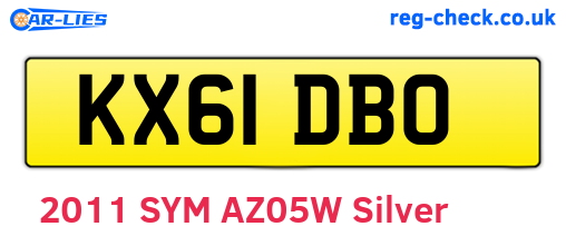 KX61DBO are the vehicle registration plates.