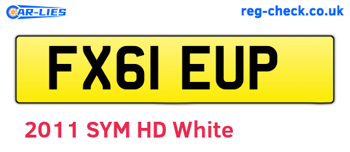 FX61EUP are the vehicle registration plates.