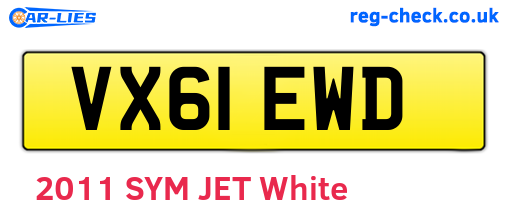 VX61EWD are the vehicle registration plates.