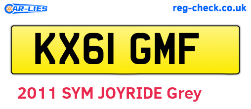 KX61GMF are the vehicle registration plates.