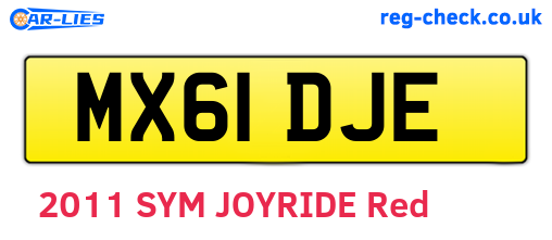 MX61DJE are the vehicle registration plates.