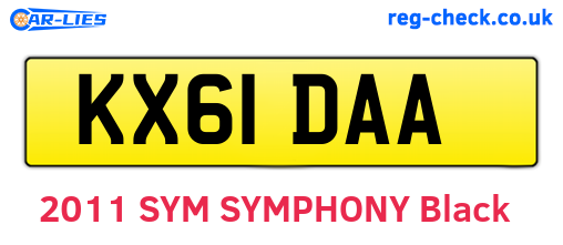 KX61DAA are the vehicle registration plates.