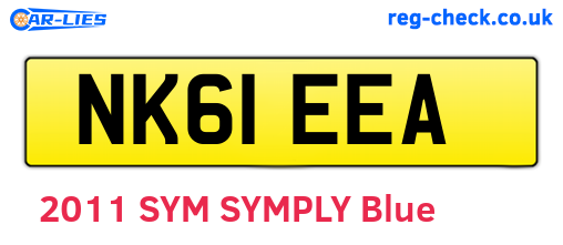 NK61EEA are the vehicle registration plates.